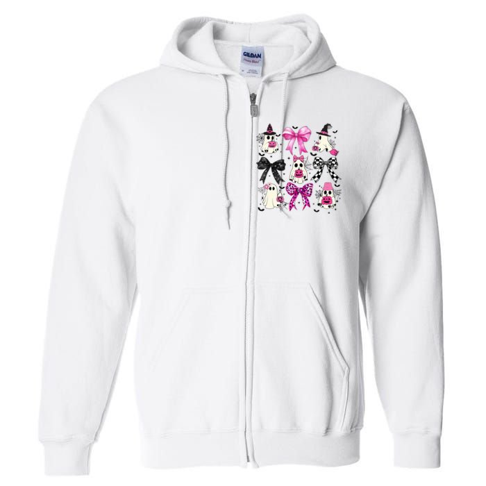 Ghost Bow Coquette Halloween Spooky Season Full Zip Hoodie