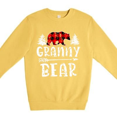 Granny Bear Cute Gift Grandma Christmas Red Buffalo Plaid Xmas Gift Premium Crewneck Sweatshirt