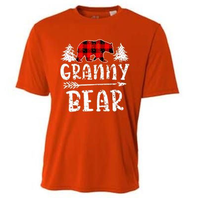 Granny Bear Cute Gift Grandma Christmas Red Buffalo Plaid Xmas Gift Cooling Performance Crew T-Shirt