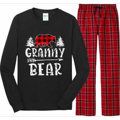 Granny Bear Cute Gift Grandma Christmas Red Buffalo Plaid Xmas Gift Long Sleeve Pajama Set