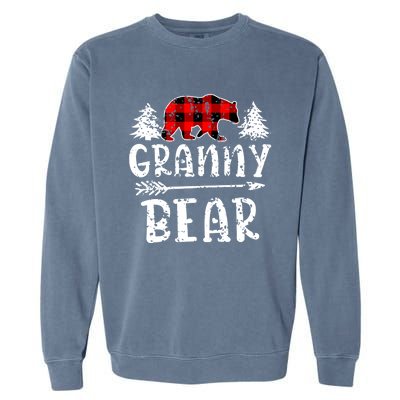 Granny Bear Cute Gift Grandma Christmas Red Buffalo Plaid Xmas Gift Garment-Dyed Sweatshirt