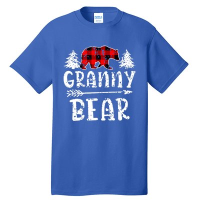 Granny Bear Cute Gift Grandma Christmas Red Buffalo Plaid Xmas Gift Tall T-Shirt