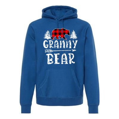 Granny Bear Cute Gift Grandma Christmas Red Buffalo Plaid Xmas Gift Premium Hoodie