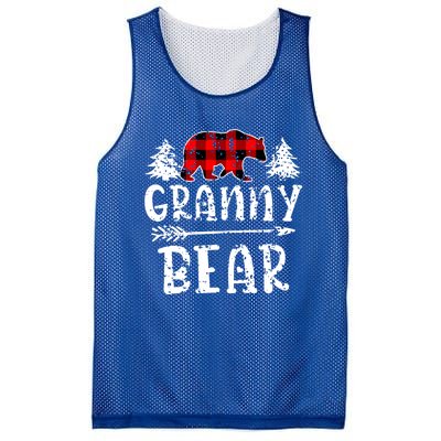 Granny Bear Cute Gift Grandma Christmas Red Buffalo Plaid Xmas Gift Mesh Reversible Basketball Jersey Tank