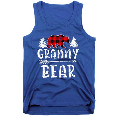 Granny Bear Cute Gift Grandma Christmas Red Buffalo Plaid Xmas Gift Tank Top