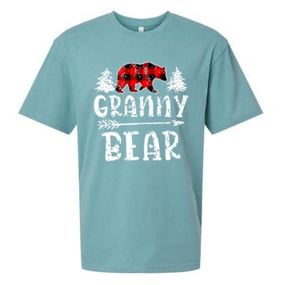 Granny Bear Cute Gift Grandma Christmas Red Buffalo Plaid Xmas Gift Sueded Cloud Jersey T-Shirt