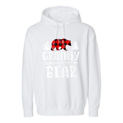 Granny Bear Cute Gift Grandma Christmas Red Buffalo Plaid Xmas Gift Garment-Dyed Fleece Hoodie