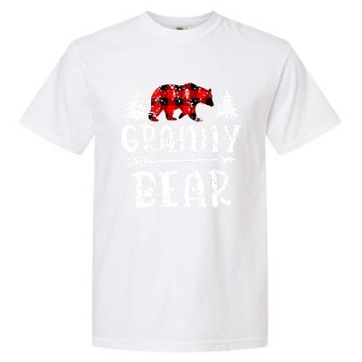 Granny Bear Cute Gift Grandma Christmas Red Buffalo Plaid Xmas Gift Garment-Dyed Heavyweight T-Shirt