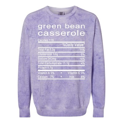 Green Bean Casserole Nutrition Facts Label Colorblast Crewneck Sweatshirt