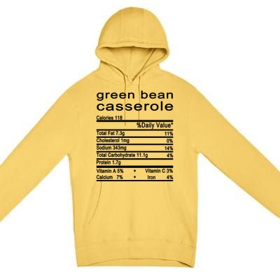 Green Bean Casserole Nutrition Facts Label Premium Pullover Hoodie