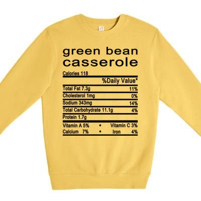 Green Bean Casserole Nutrition Facts Label Premium Crewneck Sweatshirt