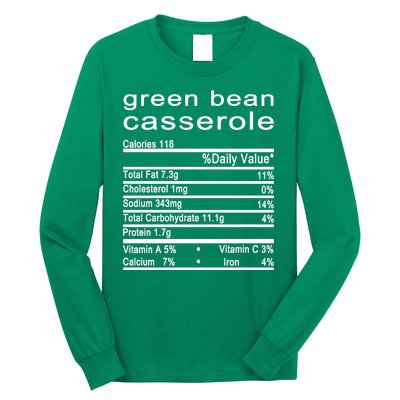 Green Bean Casserole Nutrition Facts Label Long Sleeve Shirt