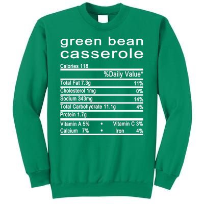 Green Bean Casserole Nutrition Facts Label Sweatshirt