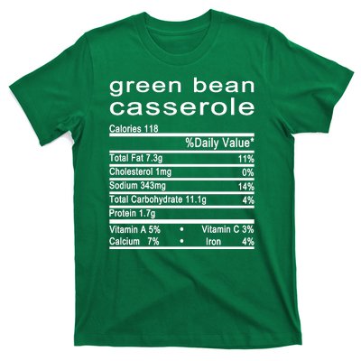 Green Bean Casserole Nutrition Facts Label T-Shirt