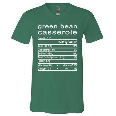 Green Bean Casserole Nutrition Facts Label V-Neck T-Shirt