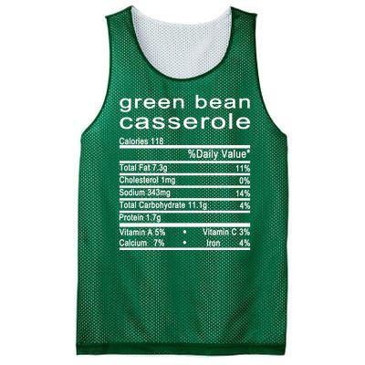 Green Bean Casserole Nutrition Facts Label Mesh Reversible Basketball Jersey Tank