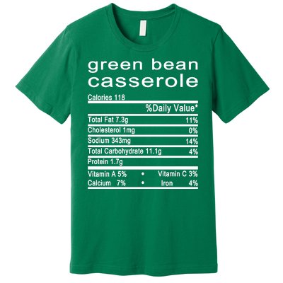 Green Bean Casserole Nutrition Facts Label Premium T-Shirt