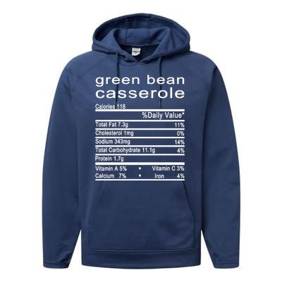 Green Bean Casserole Nutrition Facts Label Performance Fleece Hoodie