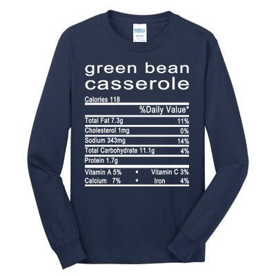 Green Bean Casserole Nutrition Facts Label Tall Long Sleeve T-Shirt