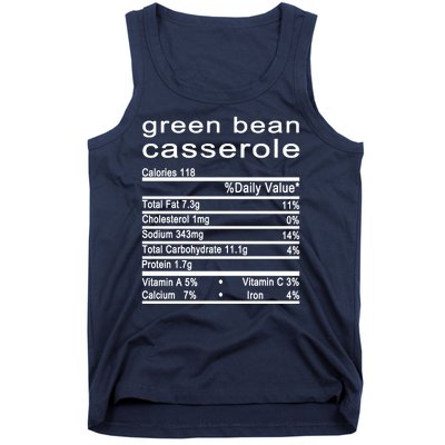 Green Bean Casserole Nutrition Facts Label Tank Top