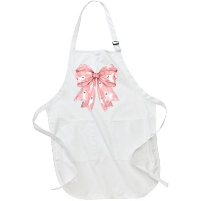 Ghost Bow Coquette Halloween Spooky Season Full-Length Apron With Pockets