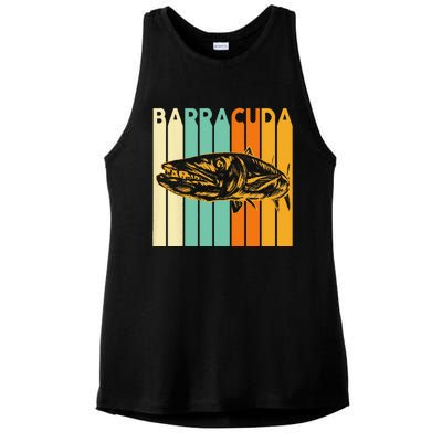 Great Barracuda Cuda Fishing Wildlife Saltwater Fish Art Ladies PosiCharge Tri-Blend Wicking Tank