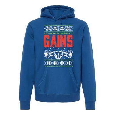 Gains Bodybuilder Christmas Sweater Gym Weightlifter Gift Great Gift Premium Hoodie