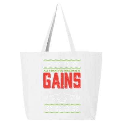 Gains Bodybuilder Christmas Sweater Gym Weightlifter Gift Great Gift 25L Jumbo Tote