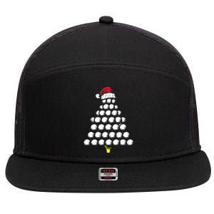 Golf Balls Christmas Tree Xmas Golfing Golfer Christmas Golf 7 Panel Mesh Trucker Snapback Hat