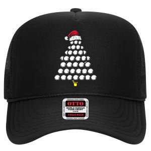 Golf Balls Christmas Tree Xmas Golfing Golfer Christmas Golf High Crown Mesh Back Trucker Hat