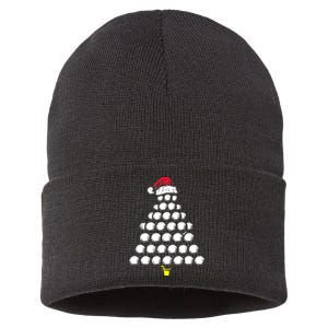 Golf Balls Christmas Tree Xmas Golfing Golfer Christmas Golf Sustainable Knit Beanie