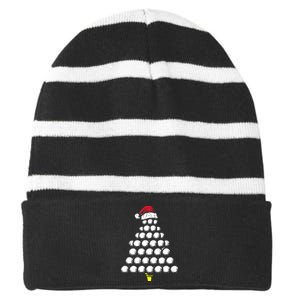 Golf Balls Christmas Tree Xmas Golfing Golfer Christmas Golf Striped Beanie with Solid Band