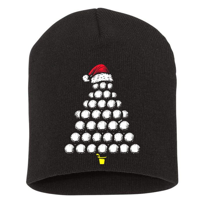 Golf Balls Christmas Tree Xmas Golfing Golfer Christmas Golf Short Acrylic Beanie