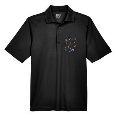 Garden Birds Cardinal Blue Jay Hummingbird Robin Wren Finch Men's Origin Performance Pique Polo