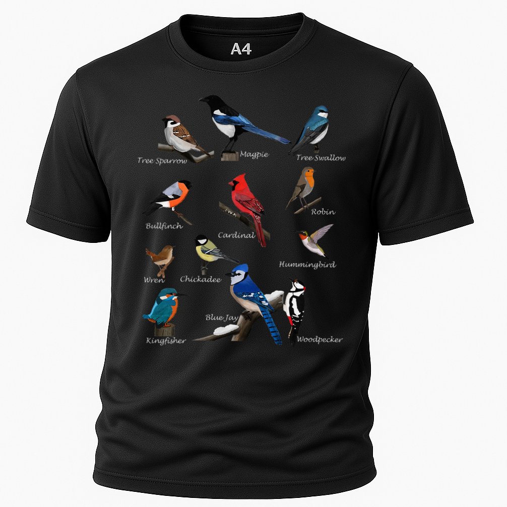 Garden Birds Cardinal Blue Jay Hummingbird Robin Wren Finch Cooling Performance Crew T-Shirt