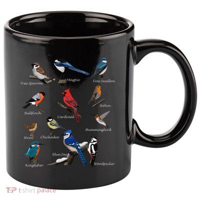 Garden Birds Cardinal Blue Jay Hummingbird Robin Wren Finch 11oz C Handle Ceramic Mug