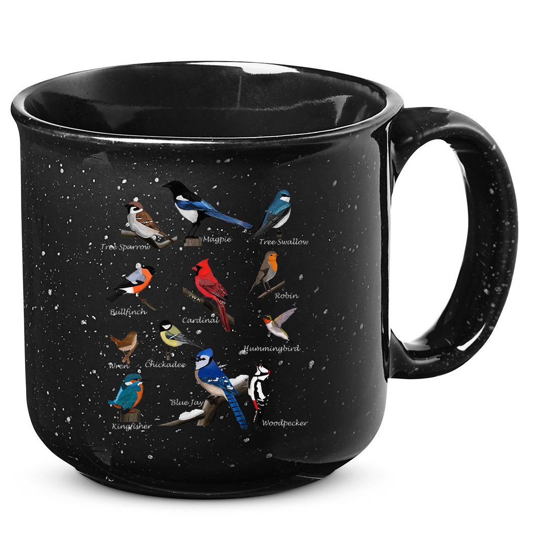 Garden Birds Cardinal Blue Jay Hummingbird Robin Wren Finch 15oz Campfire Ceramic Mug