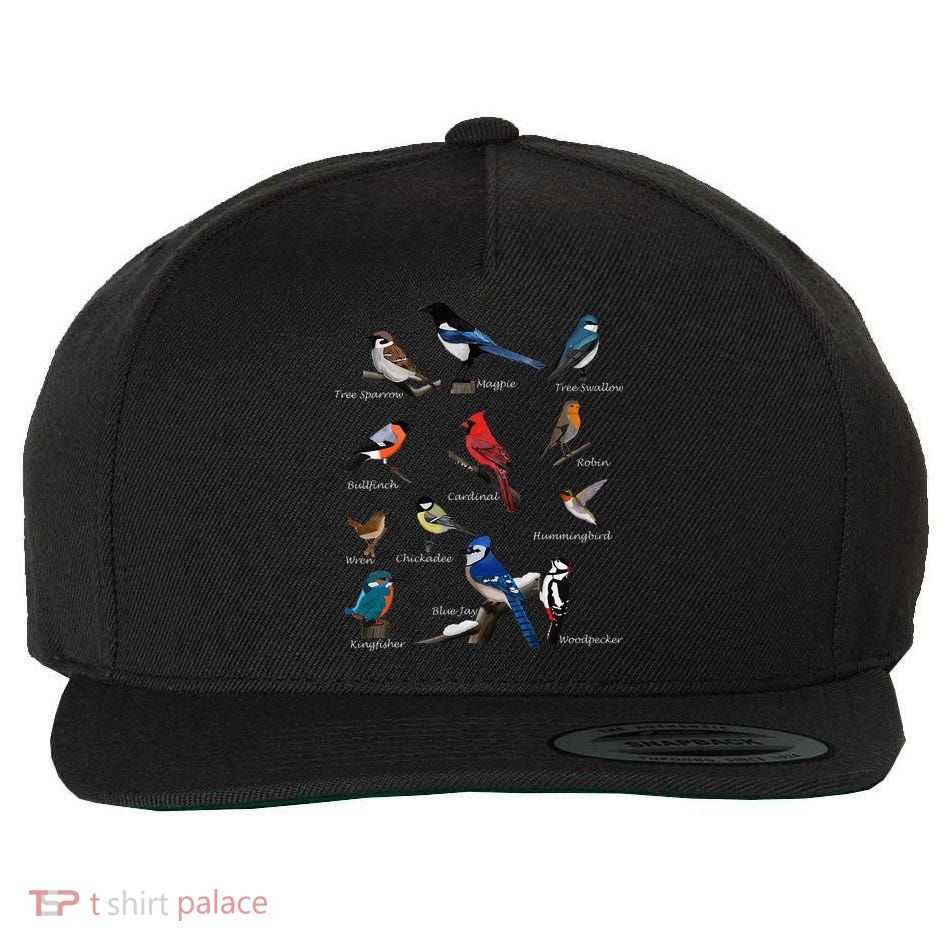 Garden Birds Cardinal Blue Jay Hummingbird Robin Wren Finch Wool Snapback Cap