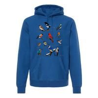 Garden Birds Cardinal Blue Jay Hummingbird Robin Wren Finch Premium Hoodie