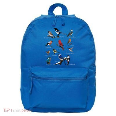 Garden Birds Cardinal Blue Jay Hummingbird Robin Wren Finch 16 in Basic Backpack