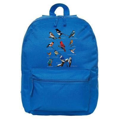 Garden Birds Cardinal Blue Jay Hummingbird Robin Wren Finch 16 in Basic Backpack