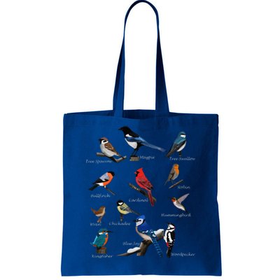 Garden Birds Cardinal Blue Jay Hummingbird Robin Wren Finch Tote Bag