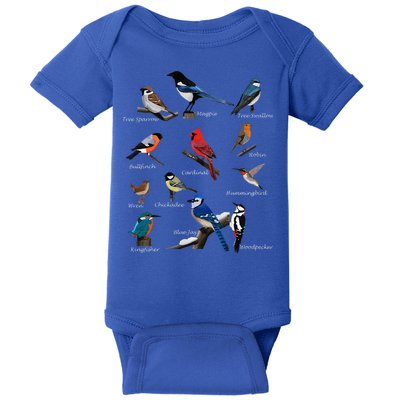 Garden Birds Cardinal Blue Jay Hummingbird Robin Wren Finch Baby Bodysuit