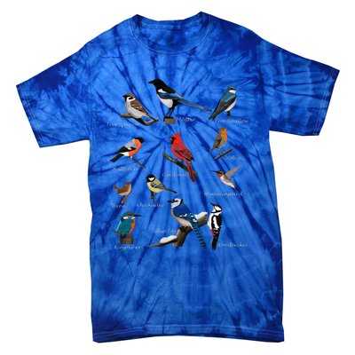 Garden Birds Cardinal Blue Jay Hummingbird Robin Wren Finch Tie-Dye T-Shirt