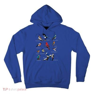Garden Birds Cardinal Blue Jay Hummingbird Robin Wren Finch Tall Hoodie