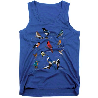 Garden Birds Cardinal Blue Jay Hummingbird Robin Wren Finch Tank Top