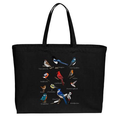 Garden Birds Cardinal Blue Jay Hummingbird Robin Wren Finch Cotton Canvas Jumbo Tote