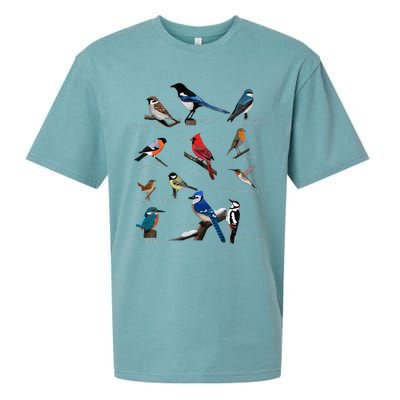 Garden Birds Cardinal Blue Jay Hummingbird Robin Wren Finch Sueded Cloud Jersey T-Shirt