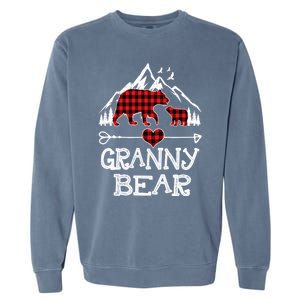 Granny Bear Christmas Pajama Red Plaid Buffalo For Meaningful Gift Garment-Dyed Sweatshirt