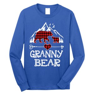 Granny Bear Christmas Pajama Red Plaid Buffalo For Meaningful Gift Long Sleeve Shirt